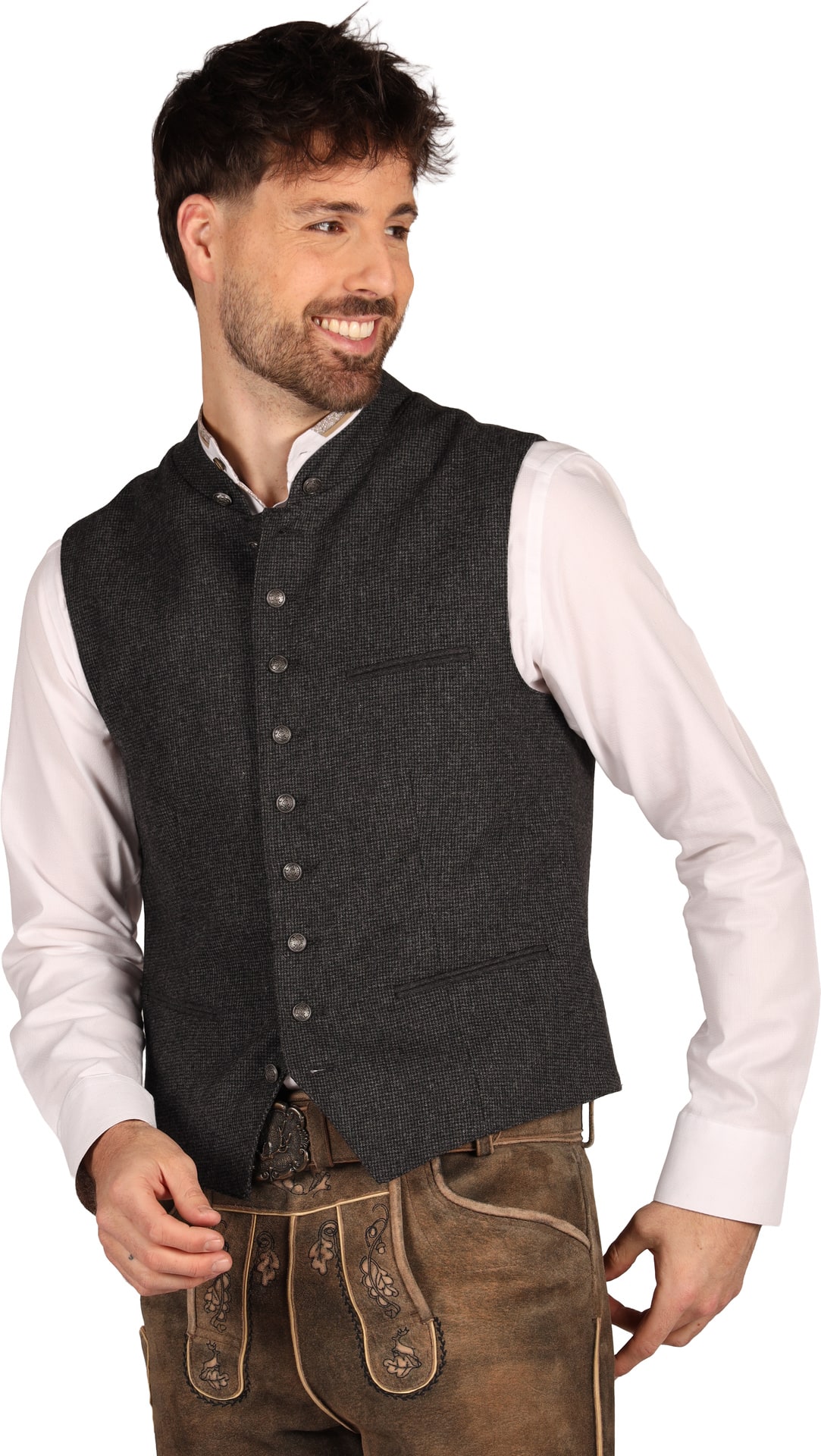 Donkergrijs Tiroler Vest Heren Oktoberfest