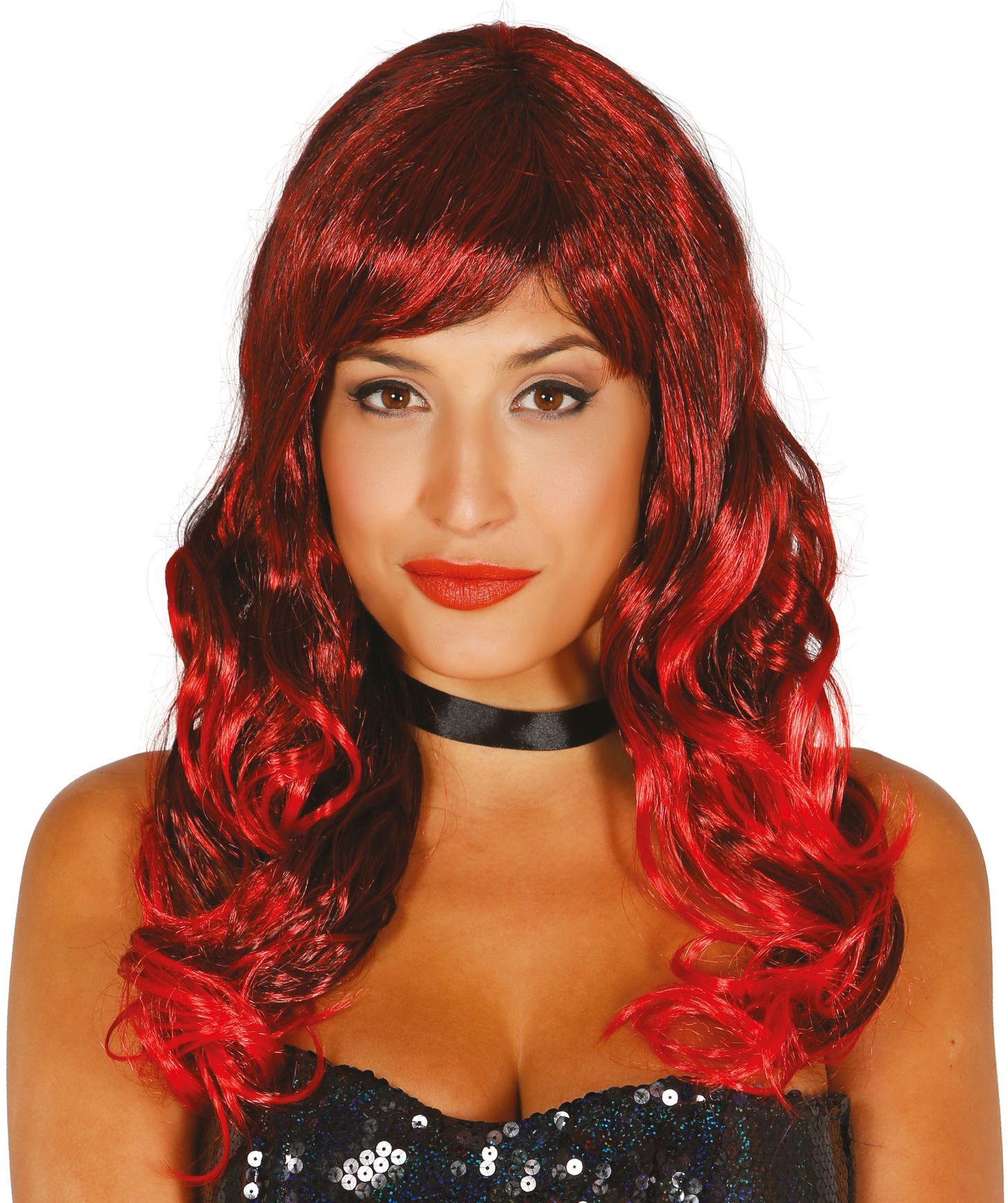 Donkerrode Krullen Pruik Dames