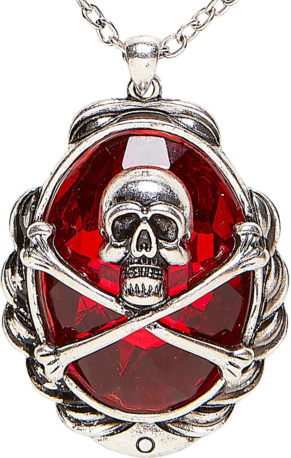 Doodshoofd Ketting met Rood Juweel