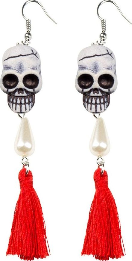 Doodskop Halloween Oorbellen met Kwastjes