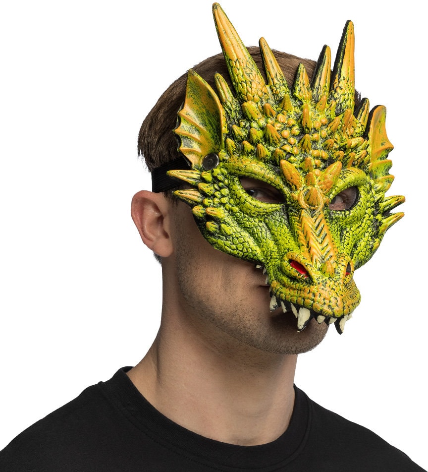 Draak Foam Masker Groen Geel