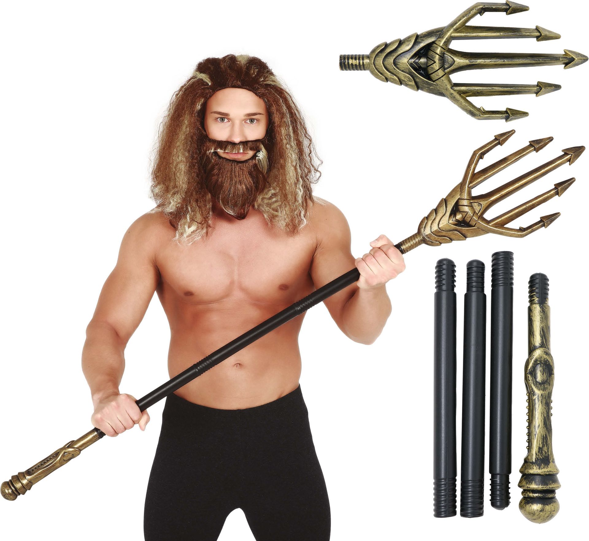 Drietand Poseidon Neptunus Goud 120cm