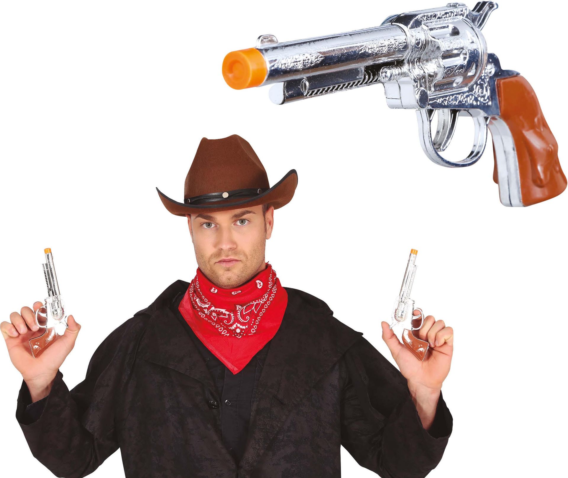 Dubbele Zilveren Cowboy Revolvers 20cm