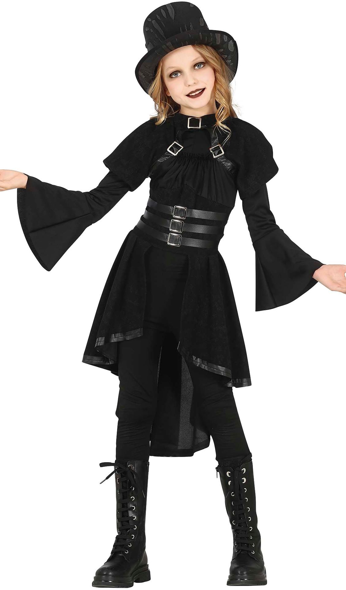 Duistere steampunk gothic kostuum kind