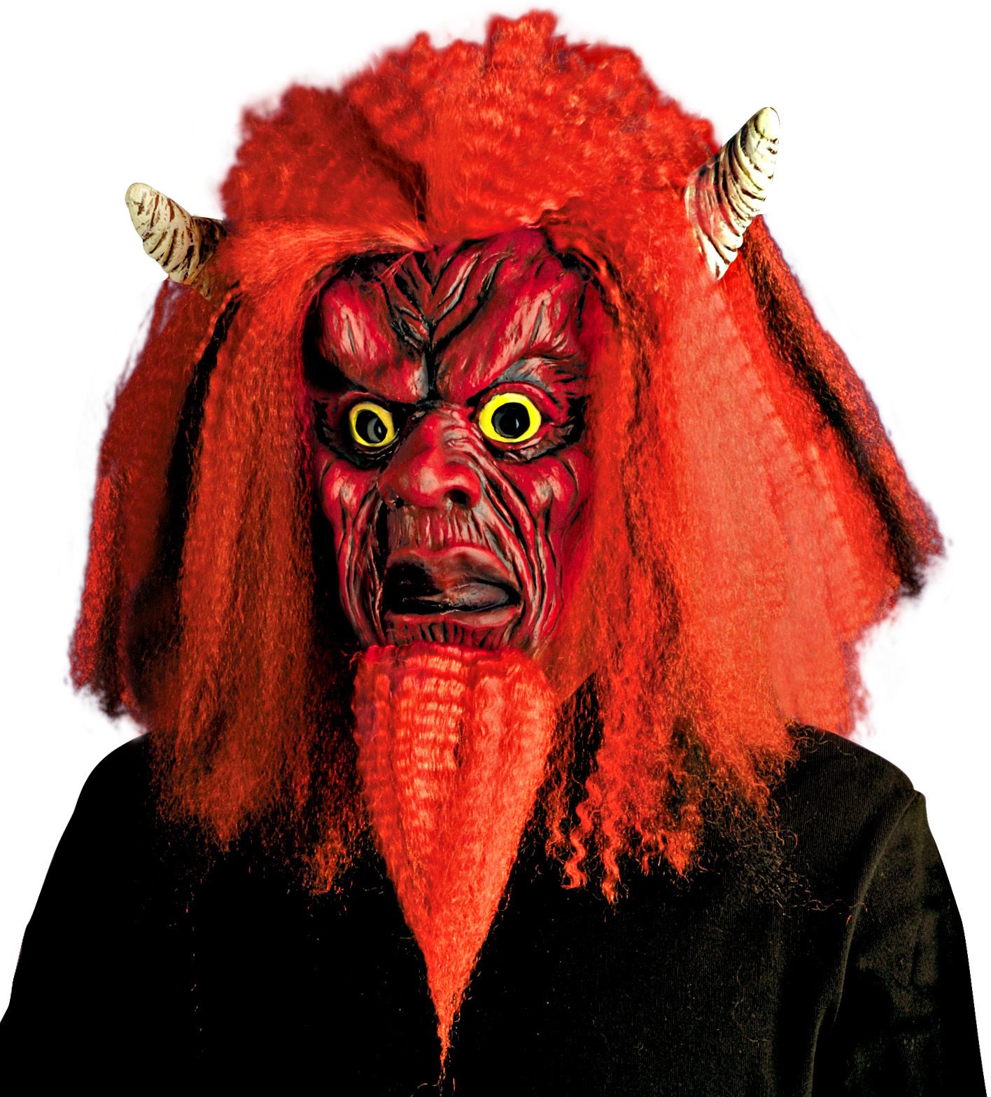 Duivel Masker met Pruik en Baard
