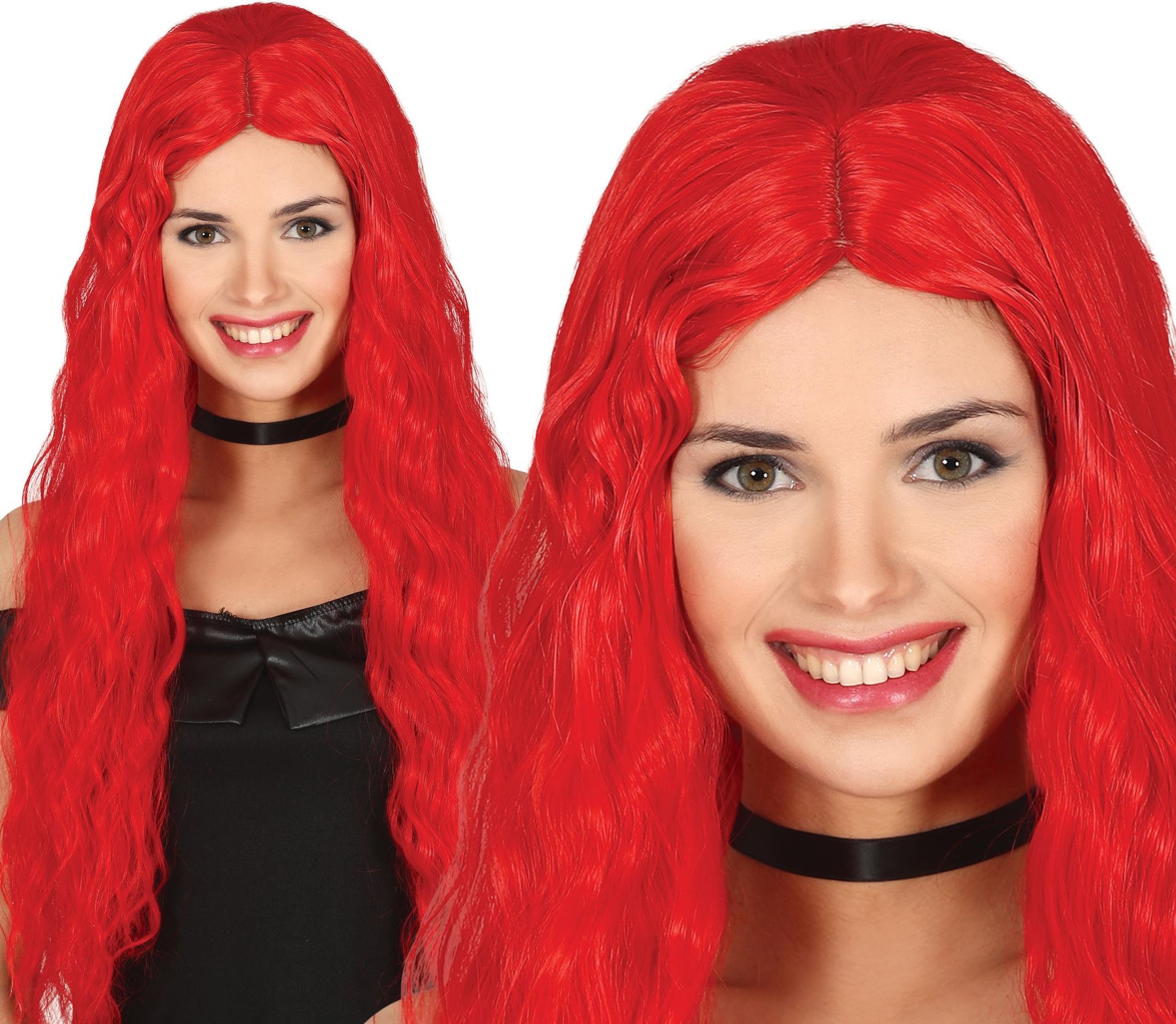 Duivel Vrouw Pruik Rood Golvend
