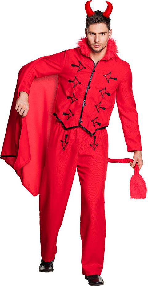 Duivels rood kostuum man