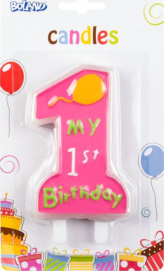 Eerste Verjaardag Cijfer Kaarsje Roze