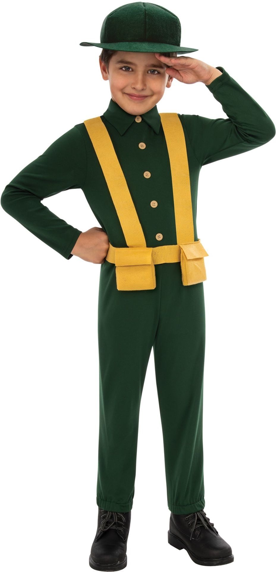 Eerste Wereldoorlog Soldaat Groen Kostuum Kinderen