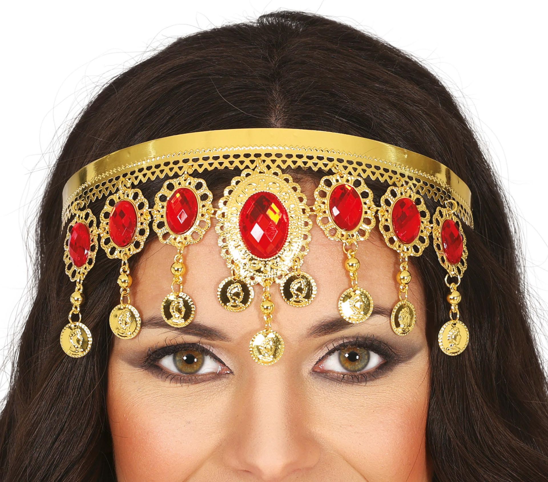 Egyptische Hoofdband Rode Edelstenen