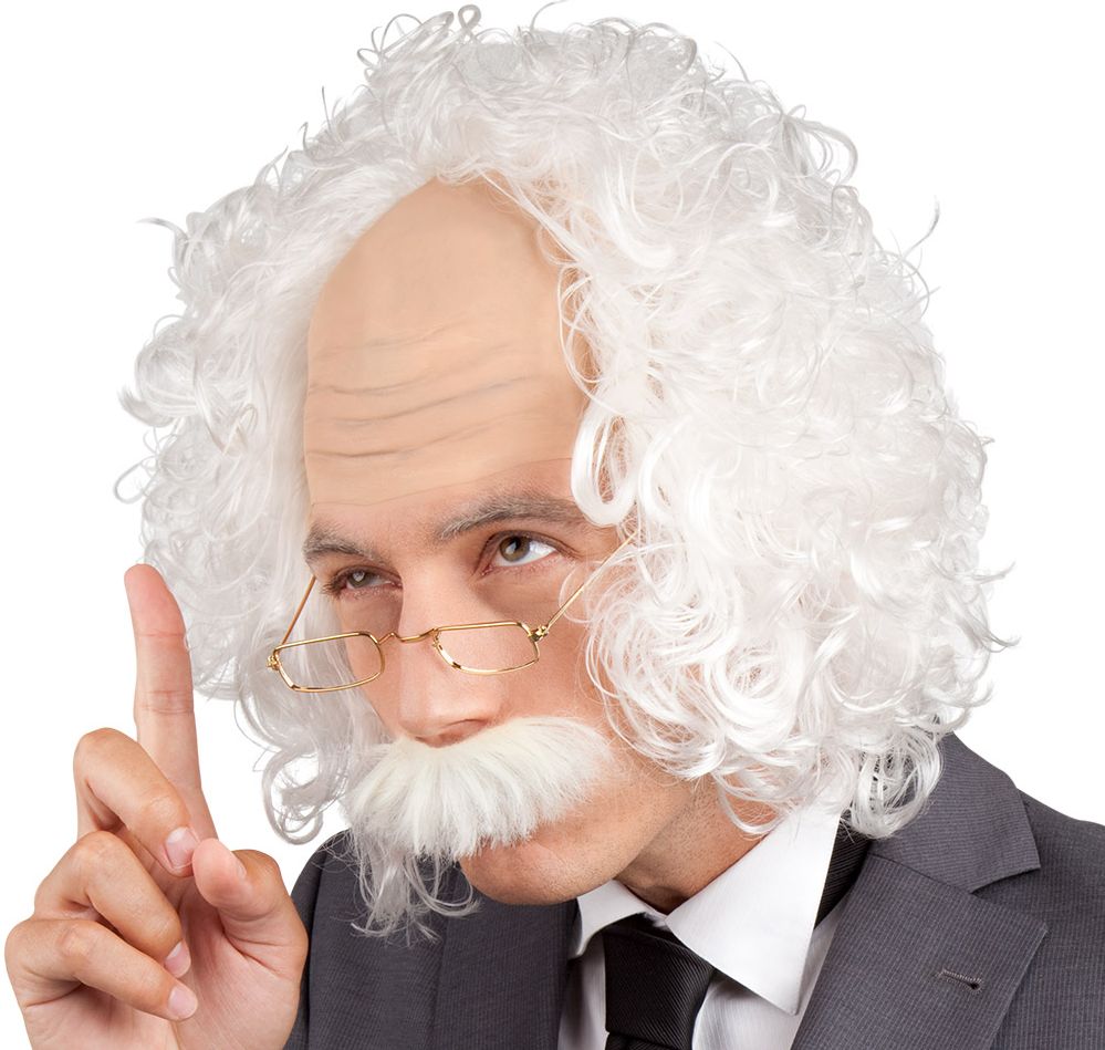 Einstein professor pruik met snor en bril