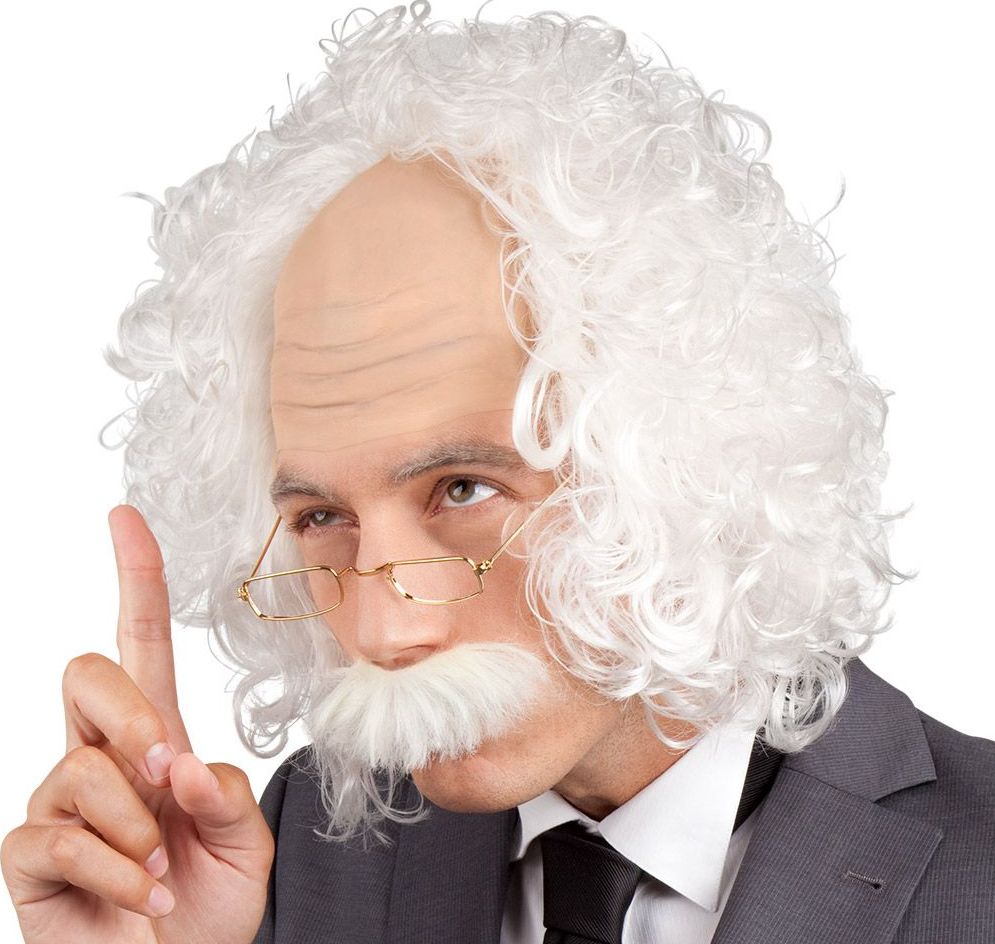 Einstein Professor Pruik met Snor en Bril