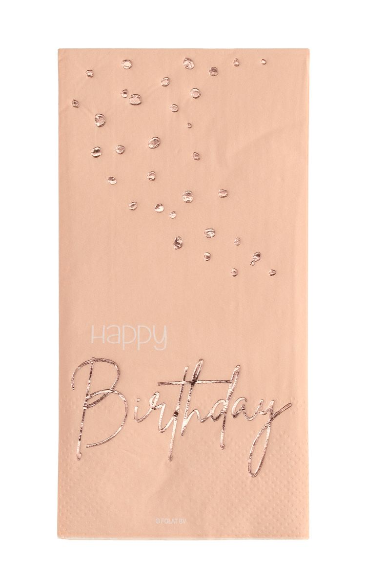 Elegant Lush Blush Happy Birthday Servetten 10 Stuks