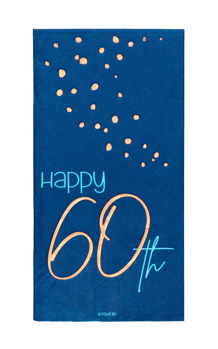 Elegant True Blue 60 Jaar Servetten 10 Stuks