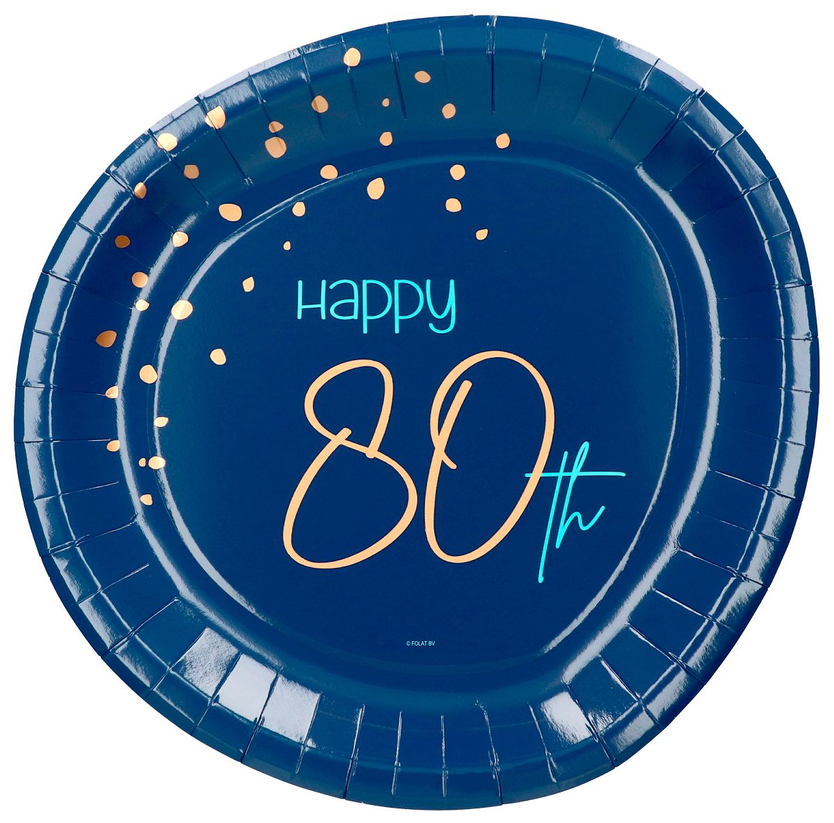 Elegant True Blue 80 Jaar Bordjes 8 Stuks