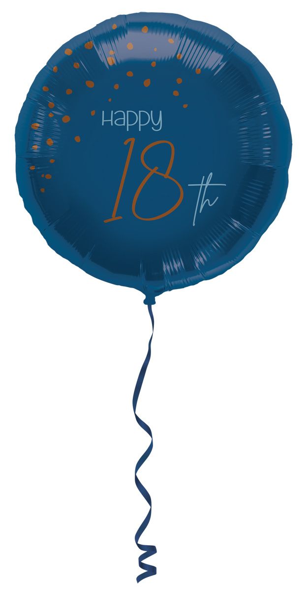 Elegante happy birthday 18 folieballon blauw