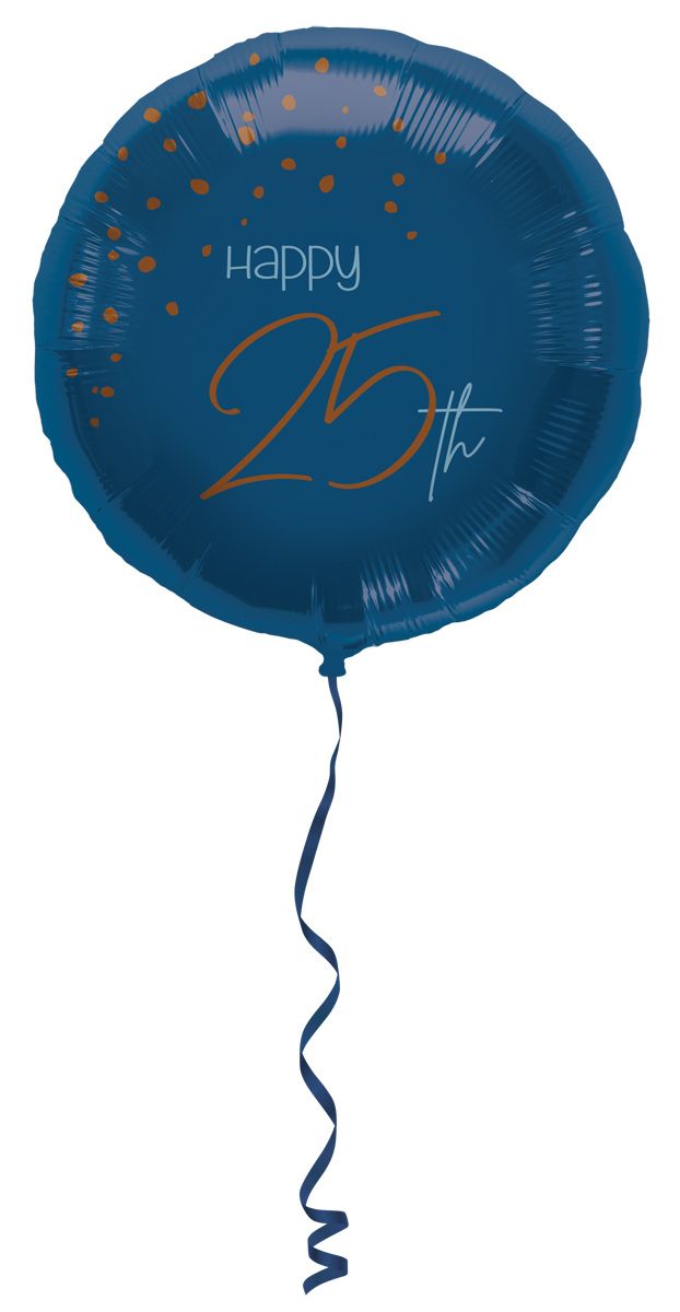Elegante Happy Birthday 25 Folieballon Blauw
