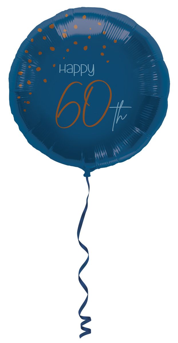 Elegante happy birthday 60 folieballon blauw