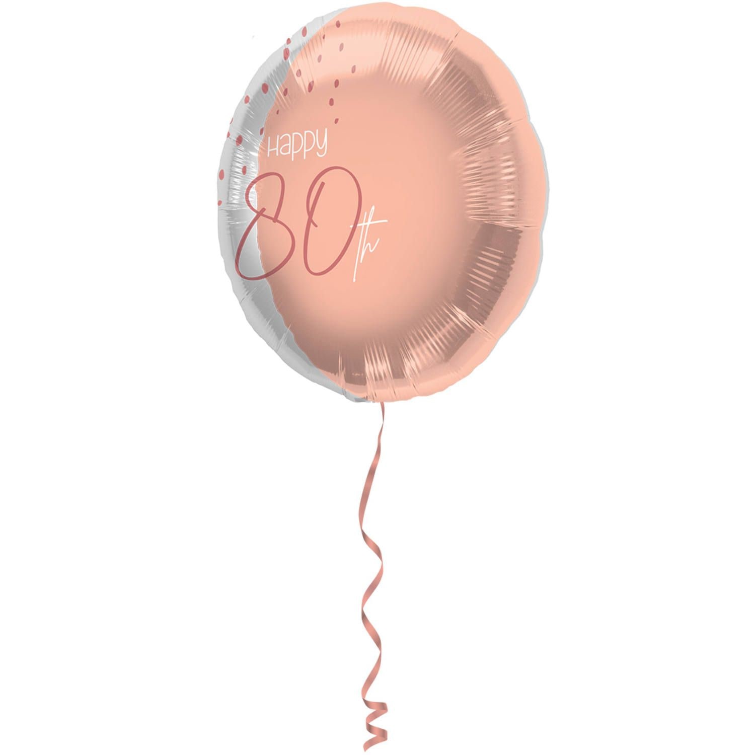 Elegante happy birthday 80 folieballon roze