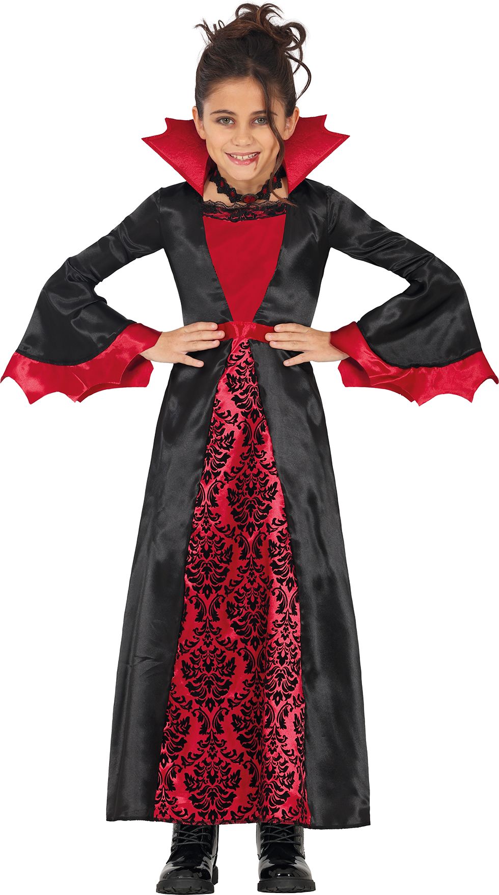 Elegante Vampier Jurk Meisjes Rood Zwart