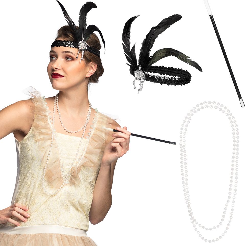 Elegante Zwarte Flapper Sieradenset