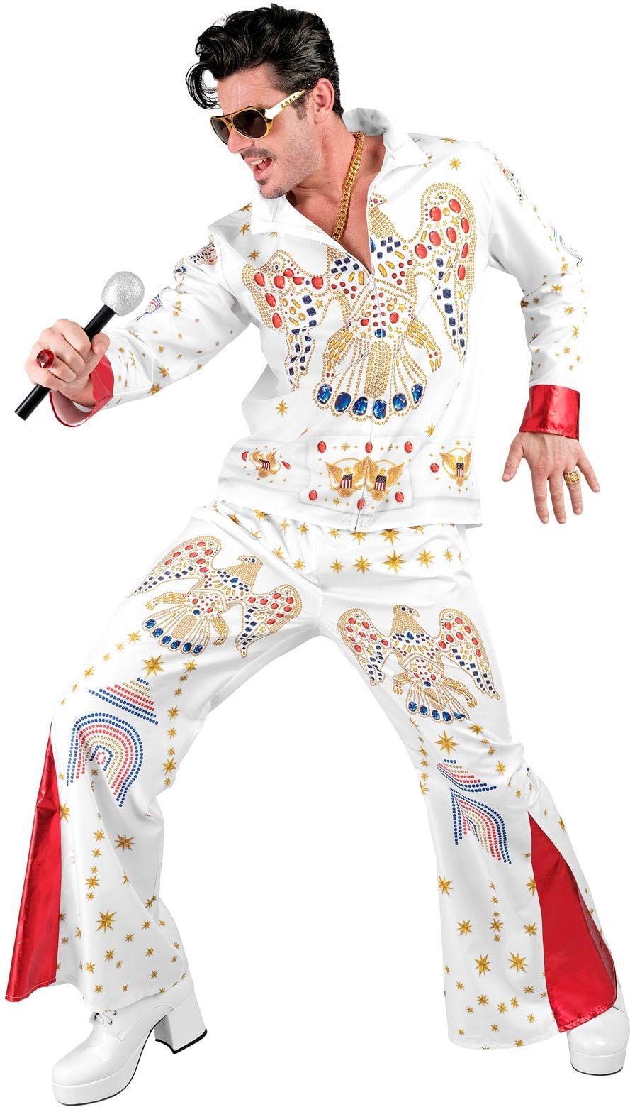 Elvis King of Rock & Roll Kostuum Wit Heren