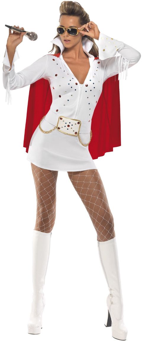 Elvis Las Vegas Dames Kostuum Wit