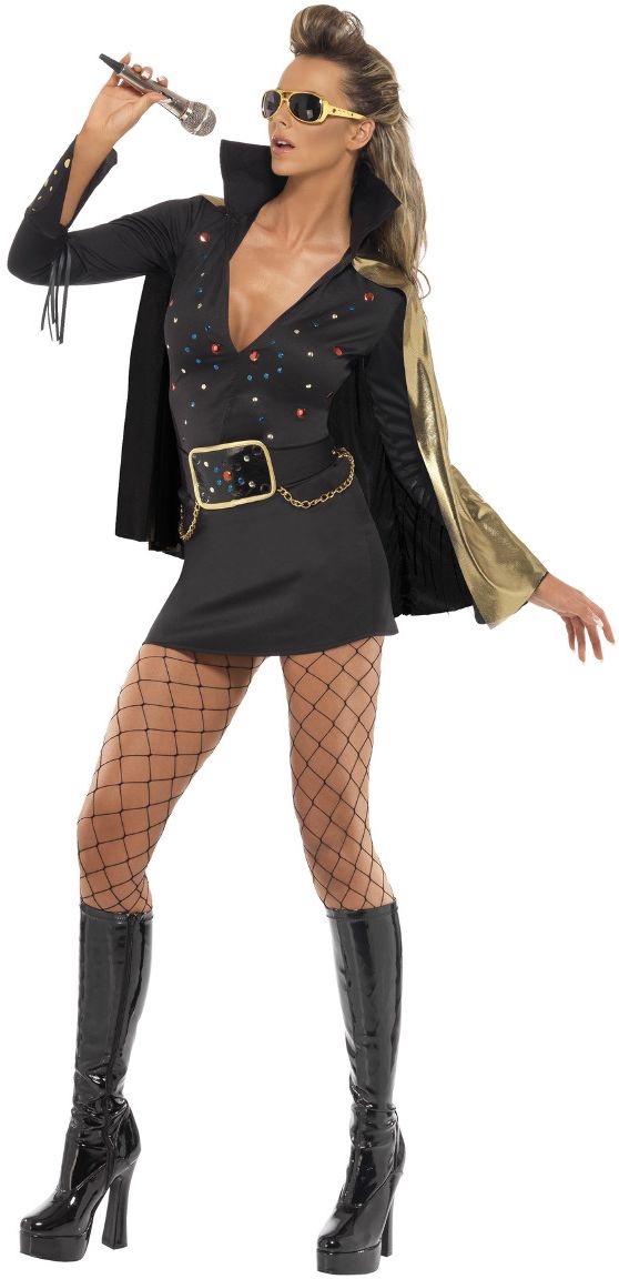 Elvis Las Vegas Dames Kostuum Zwart