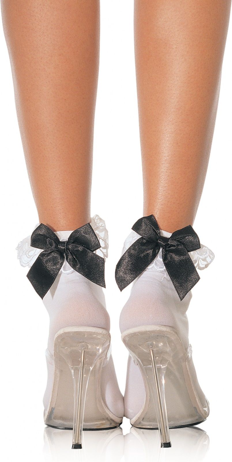 Enkelkousjes Wit met Zwarte Strik
