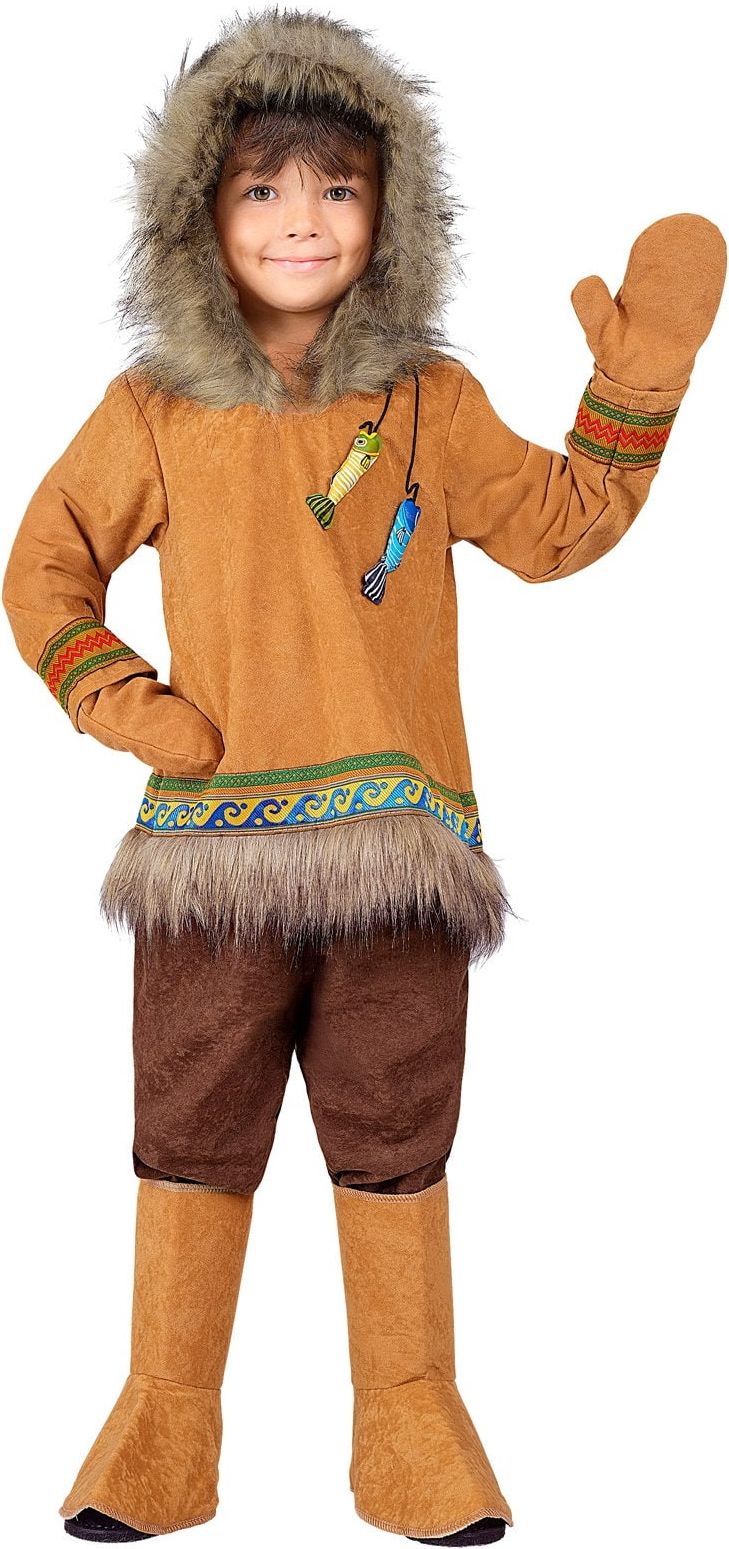 Eskimo Vissers Kostuum Jongens Bruin