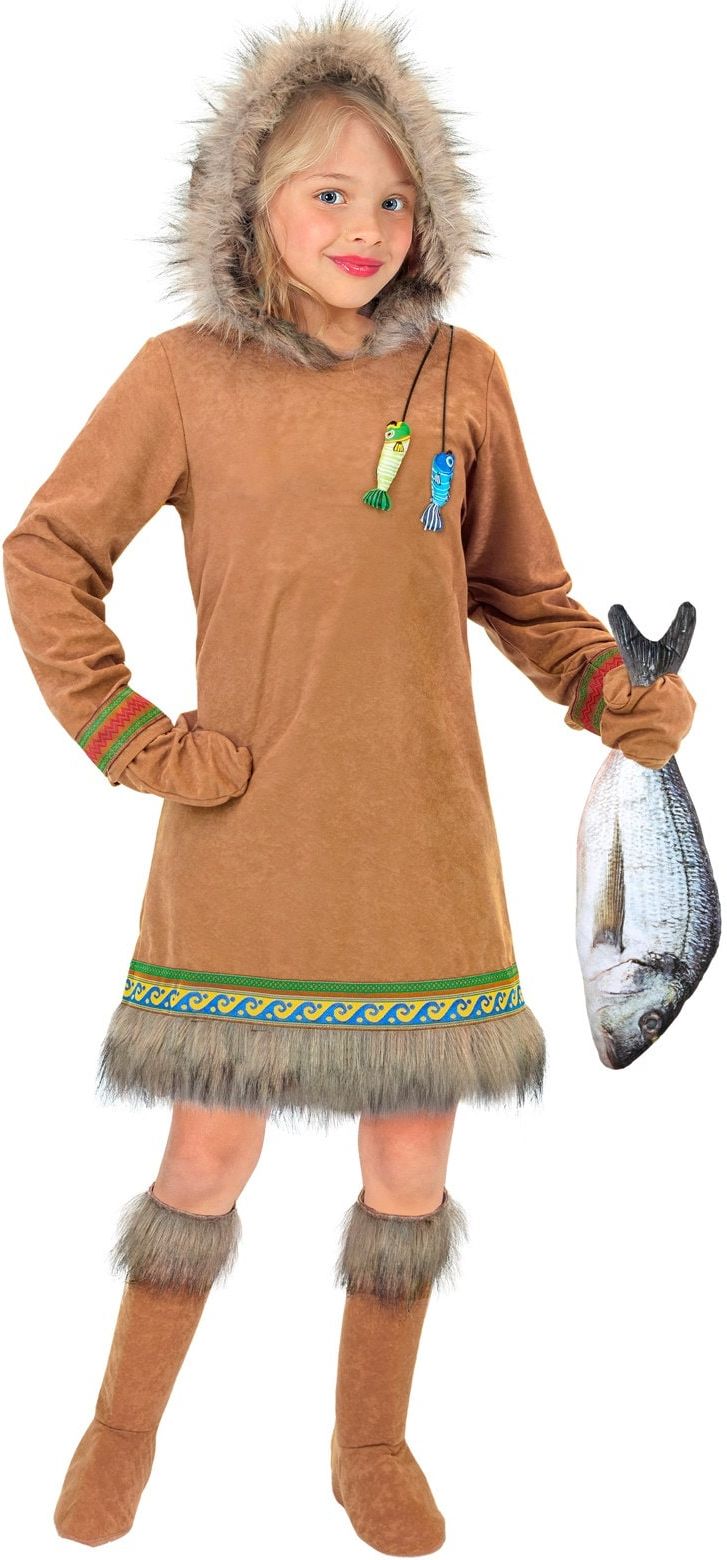 Eskimo Vissers Kostuum Meisjes Bruin