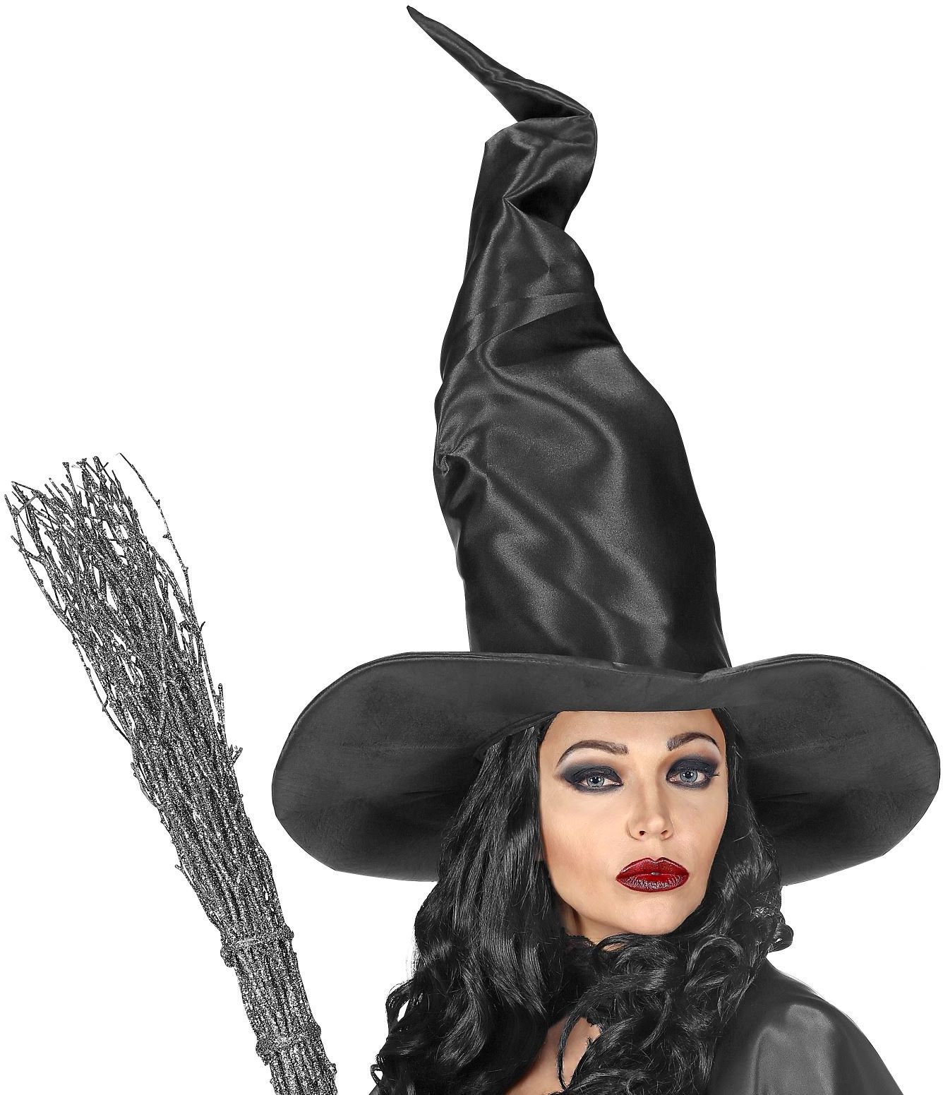 Extra hoge zwarte heksen hoed