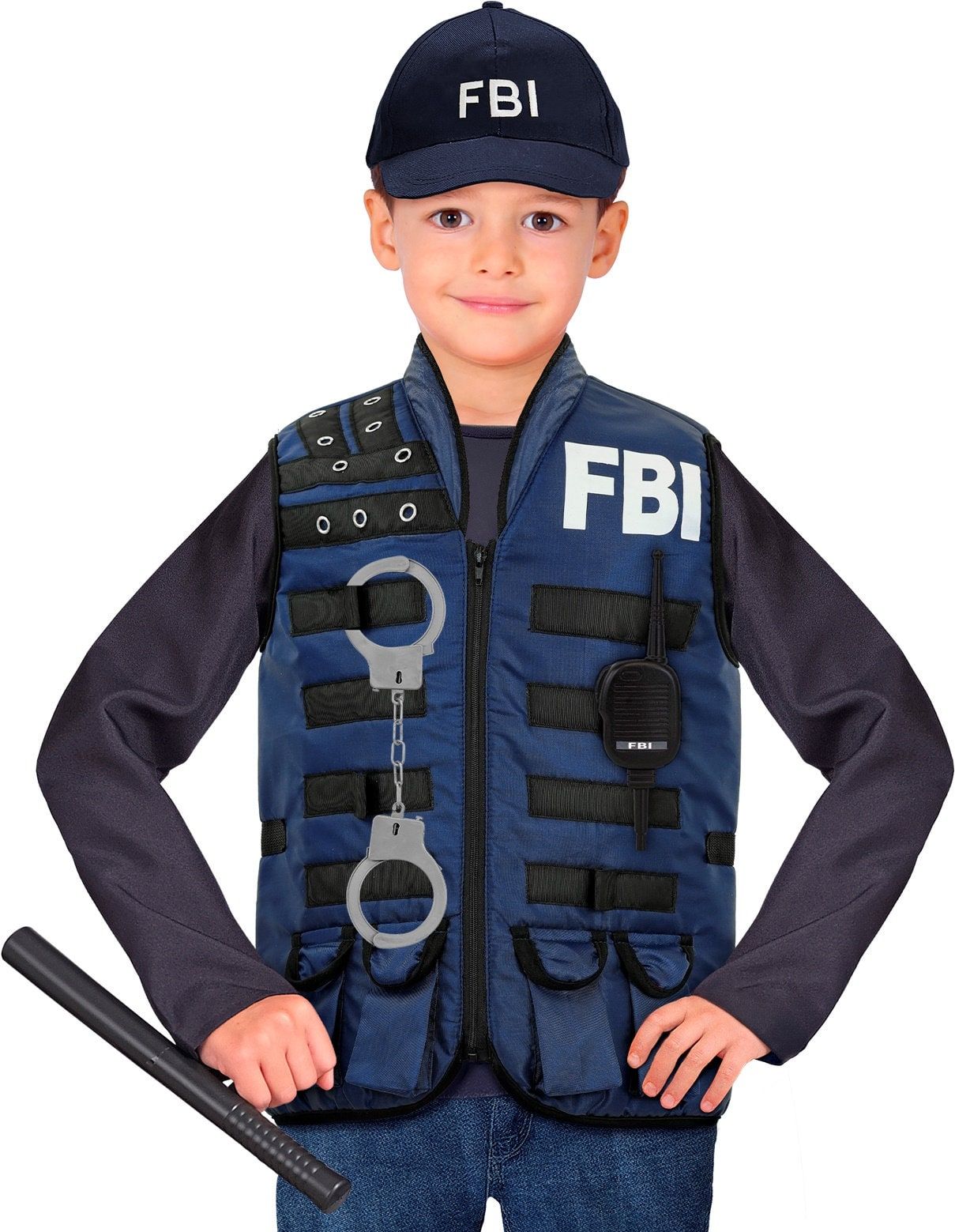 FBI Vest Kinderen Set met Handboeien Wapenstok Portofoon