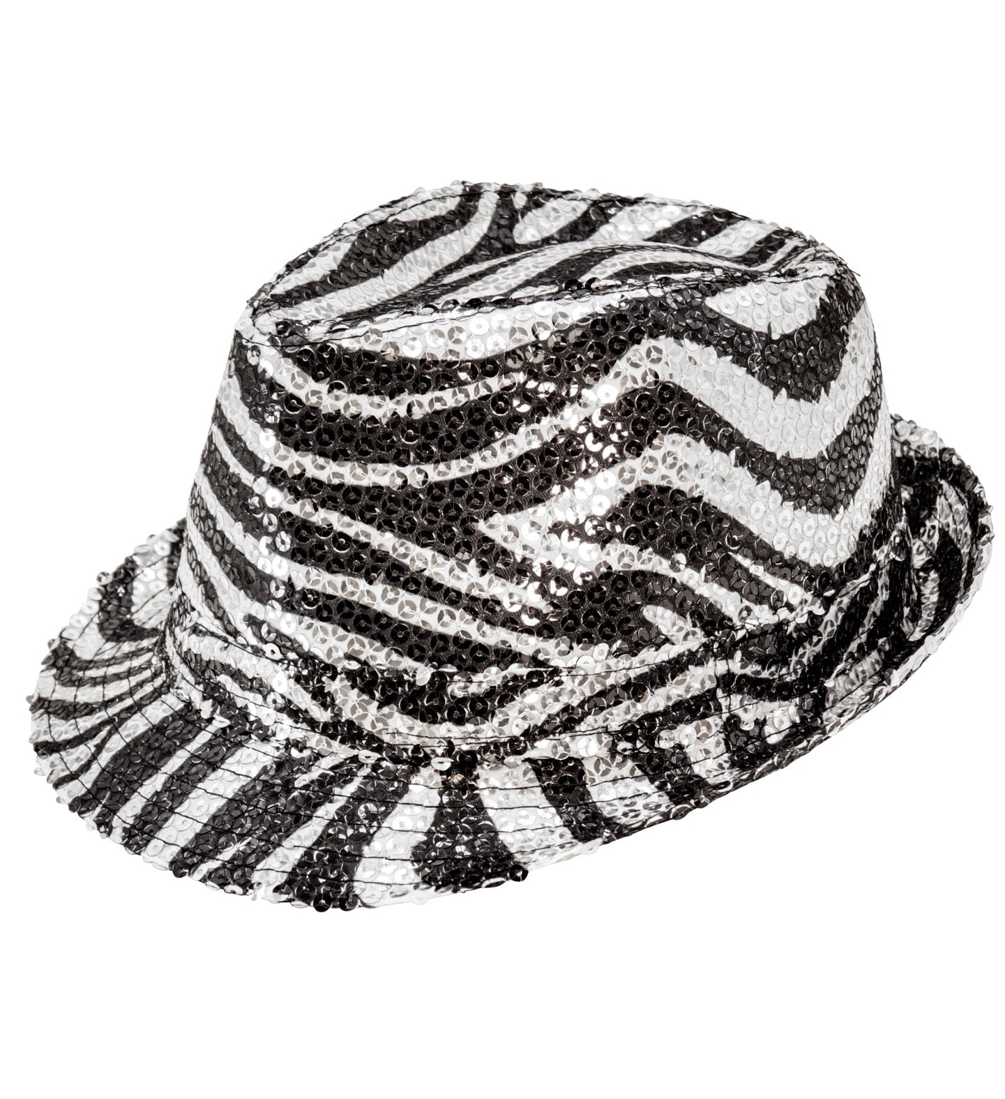 Fedora Hoed Zebra Pailletten Zilver Dames Heren