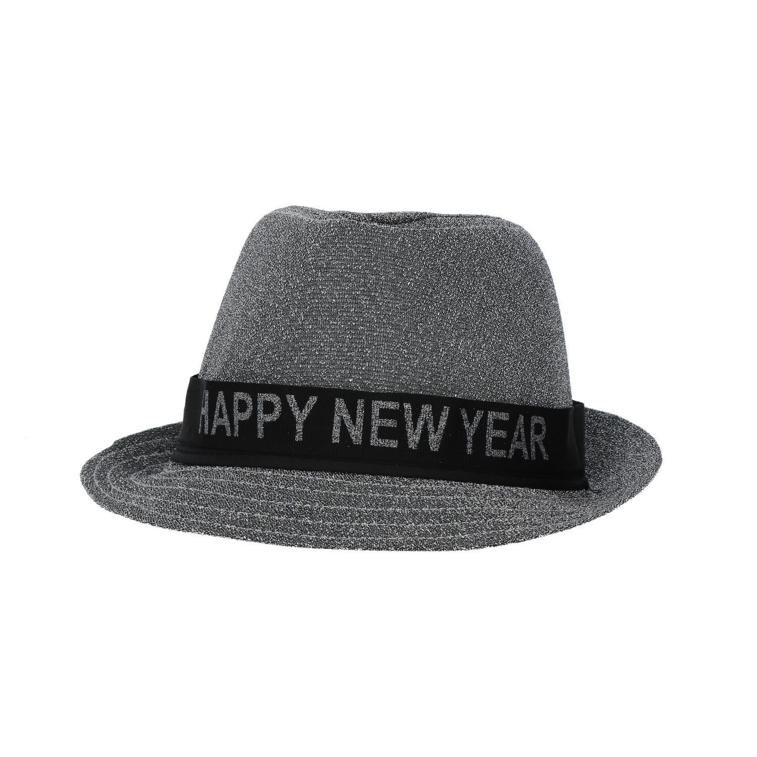 Fedora Hoed Zilver Happy New Year