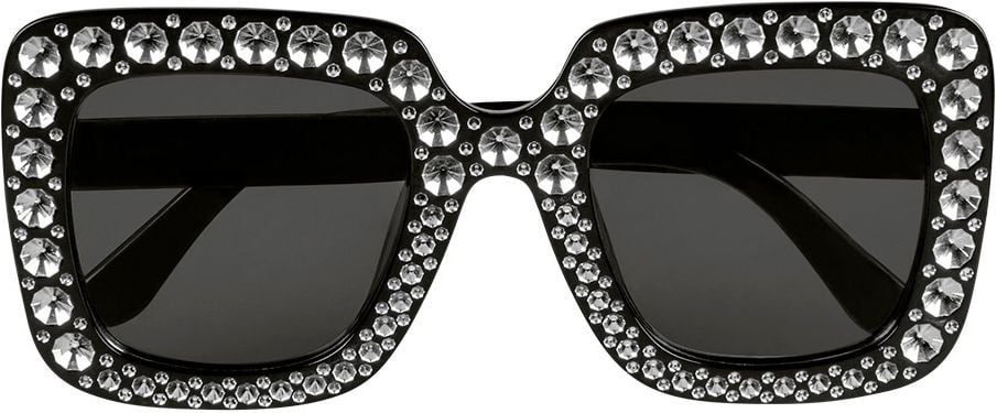Feestbril zwart met diamanten