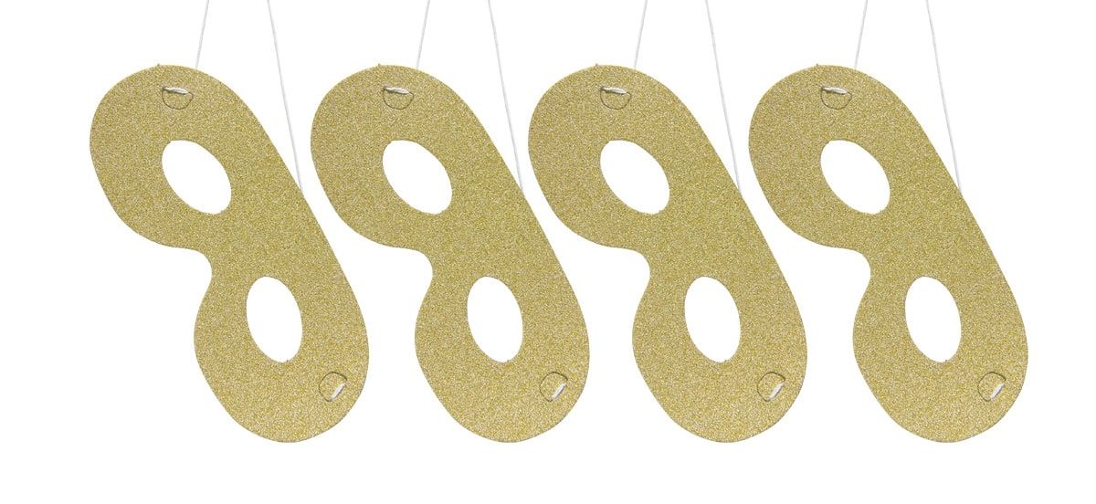 Feestelijke Gouden Glitter Oogmaskers 4 Stuks