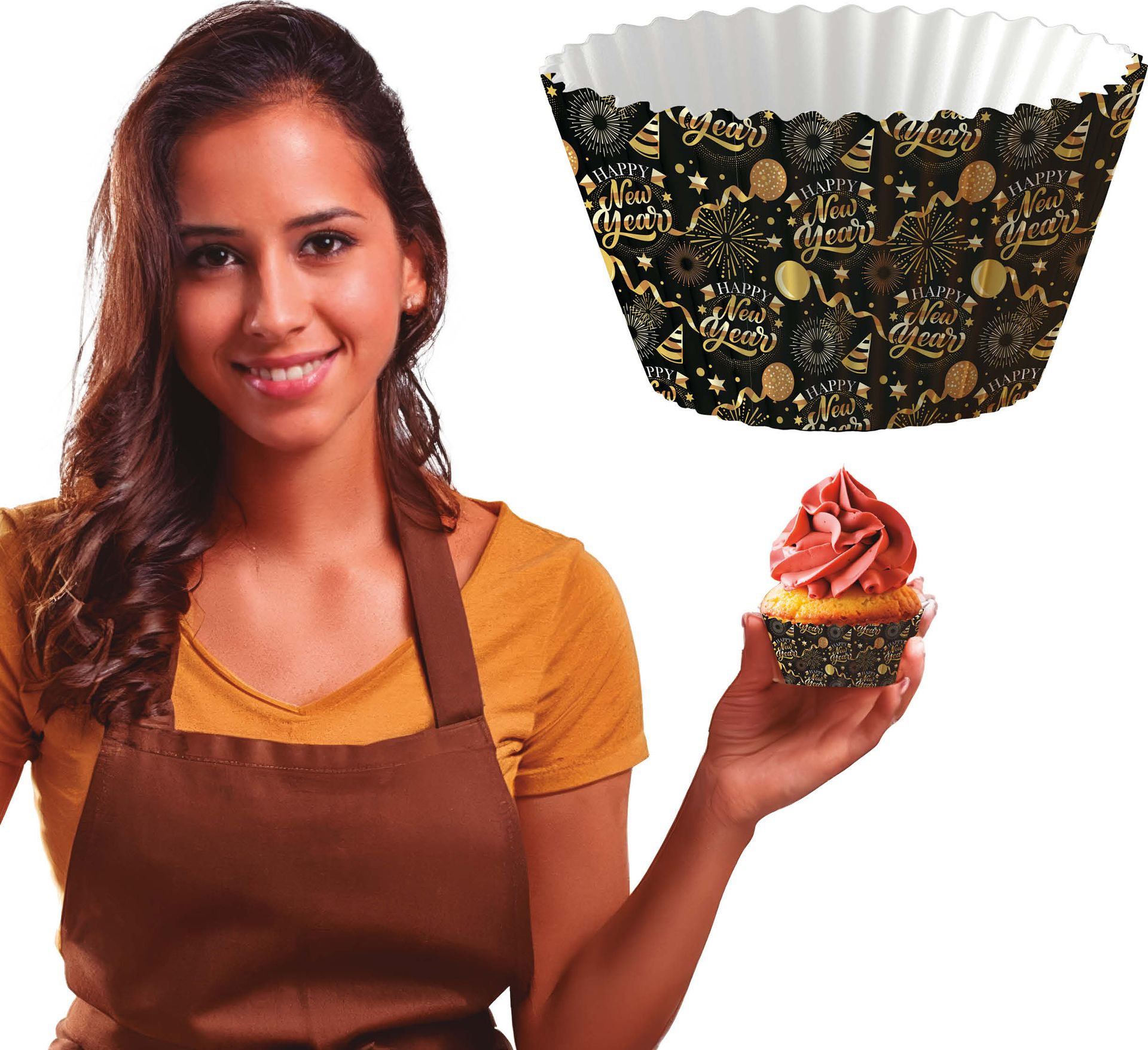 Feestelijke Happy New Year Cupcake Vormpjes