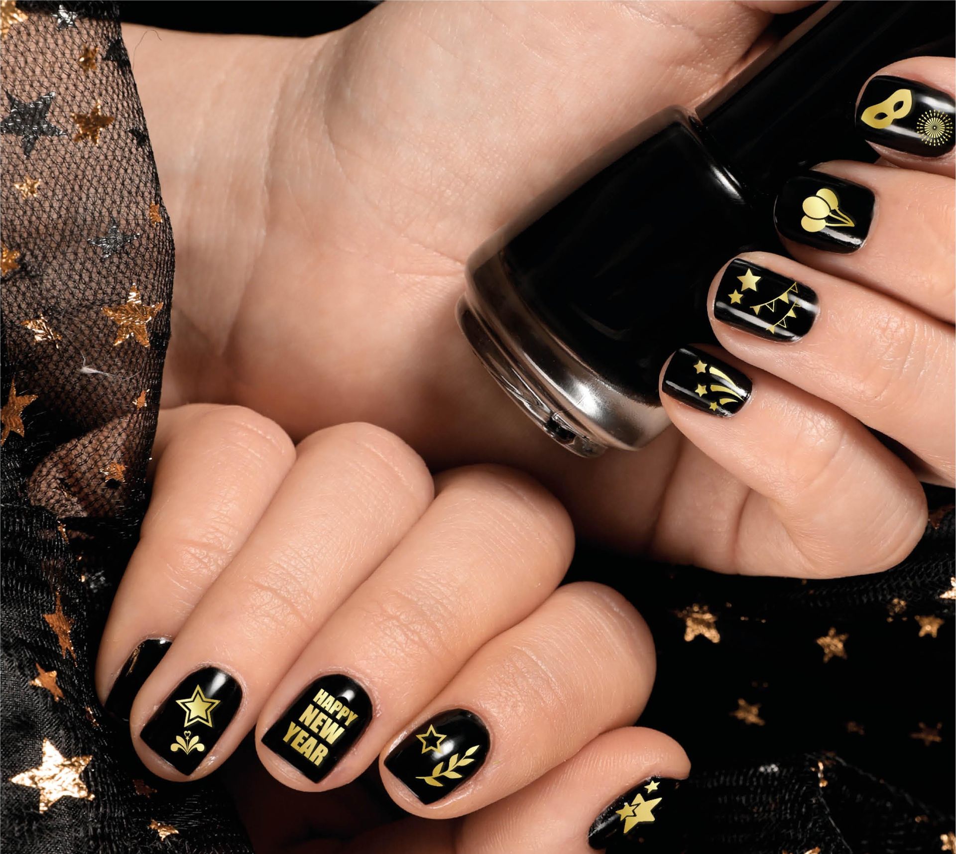 Feestelijke Happy New Year Nagel Stickers