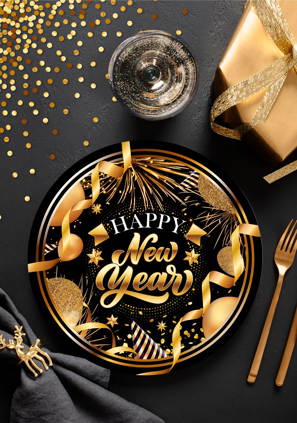 Feestelijke Happy New Year Wegwerp Bordjes