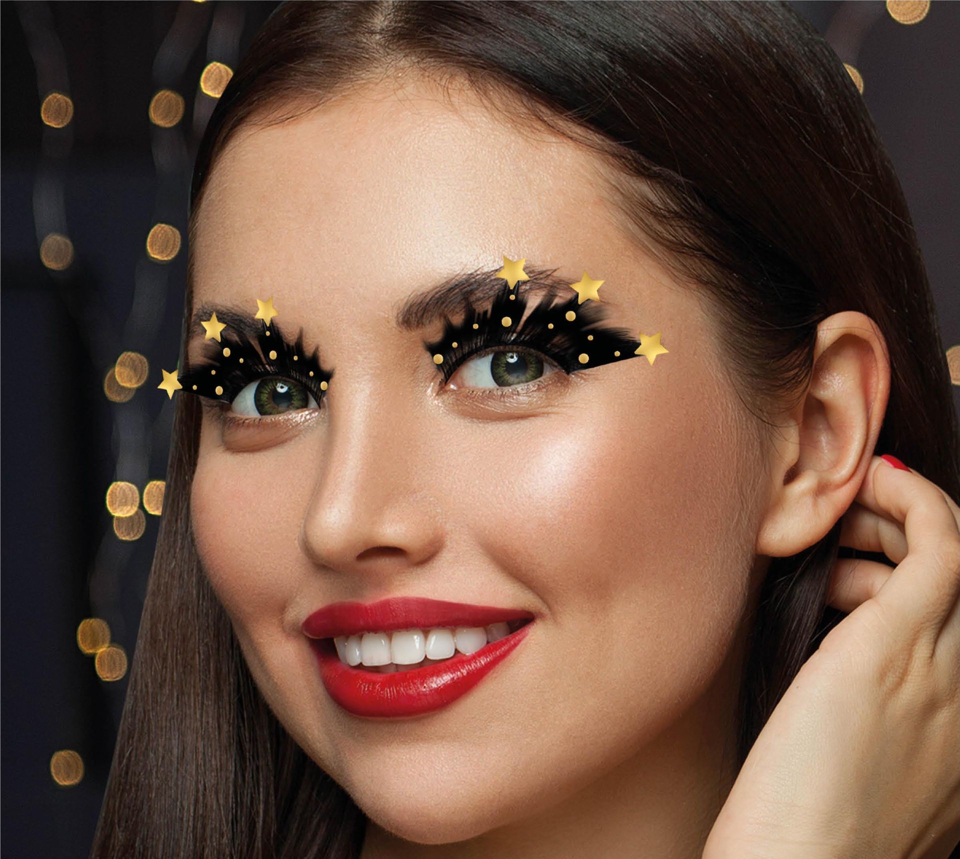 Feestelijke Nep Wimpers met Gouden Sterren