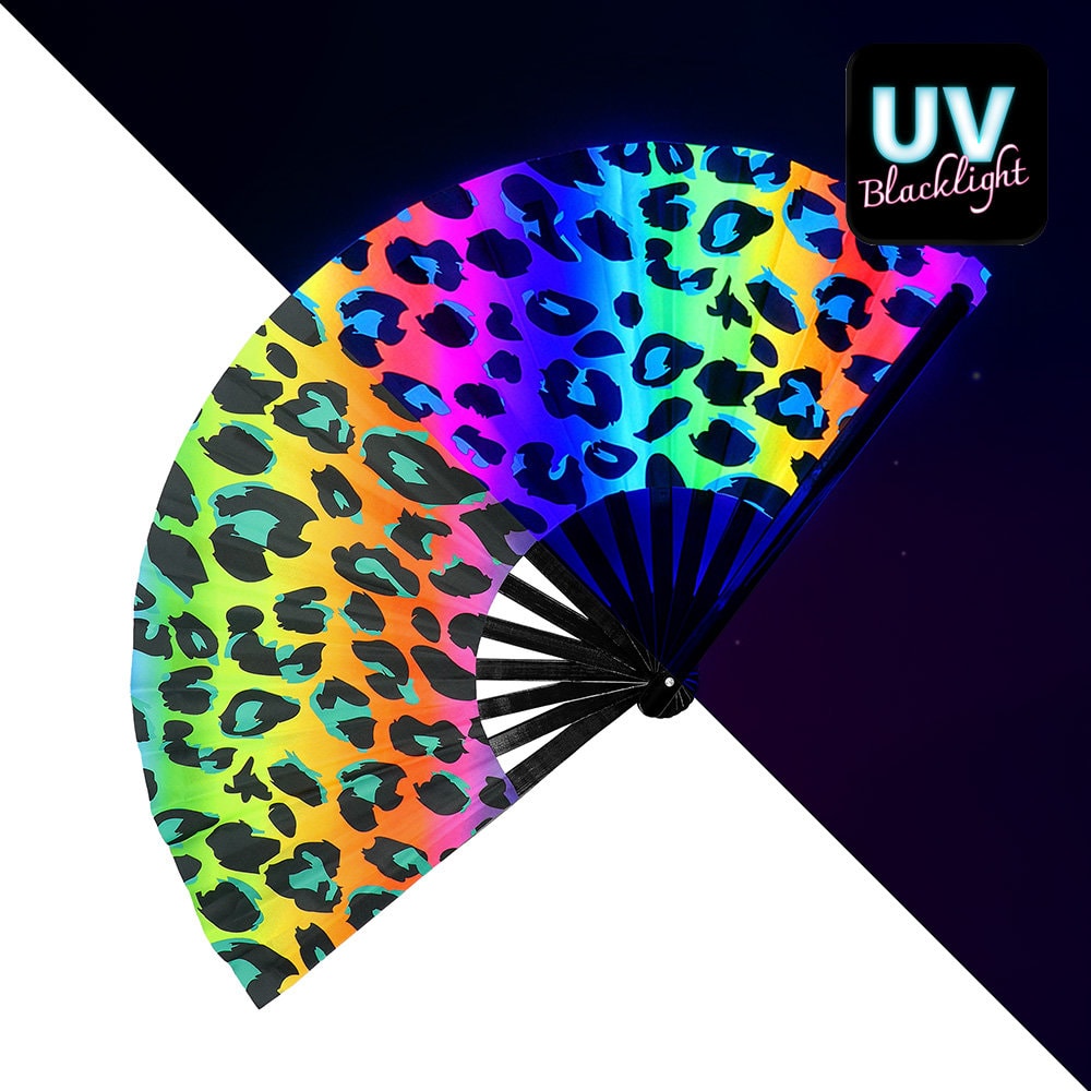Festival Handwaaier XL Luipaard Print
