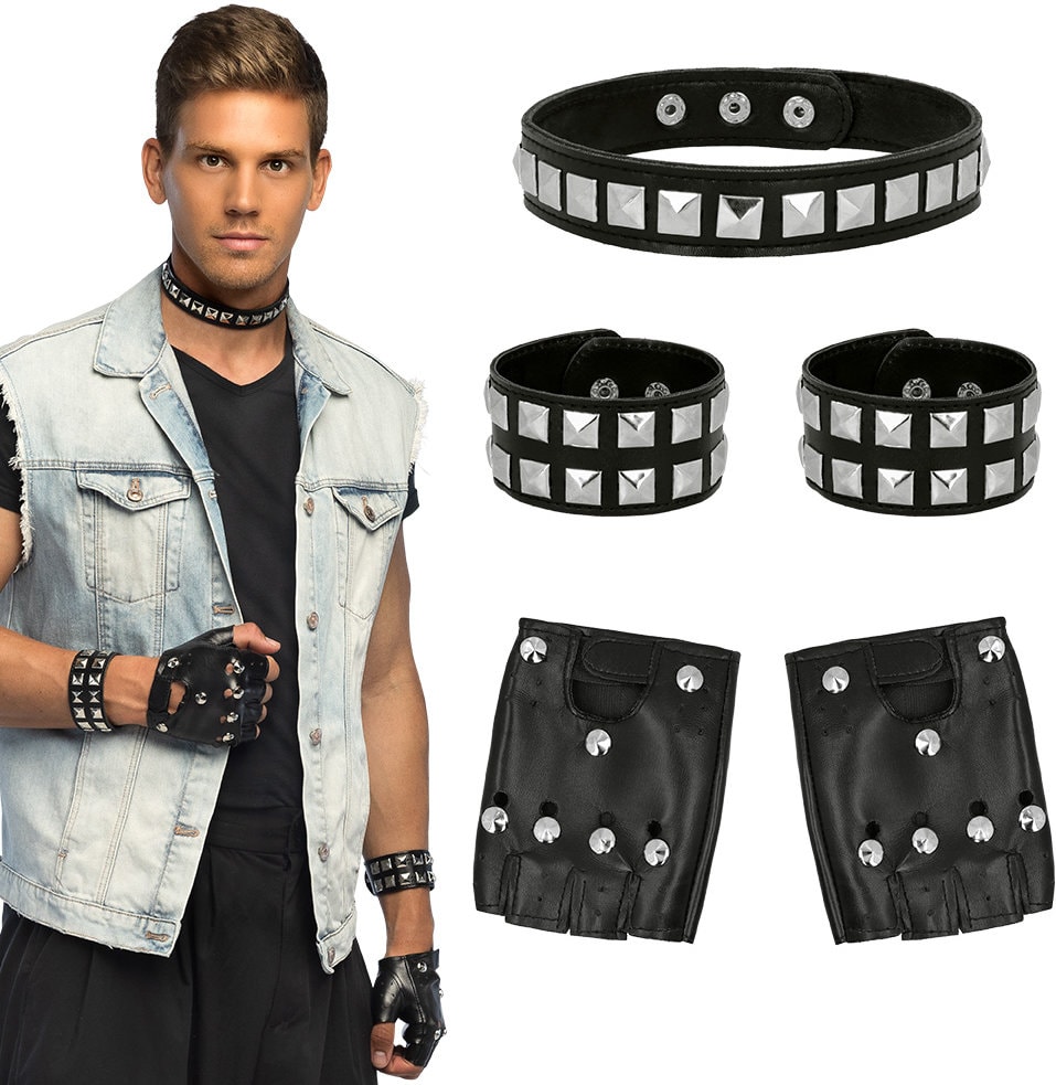 Fifties Punk Accessoireset met Studs Volwassenen
