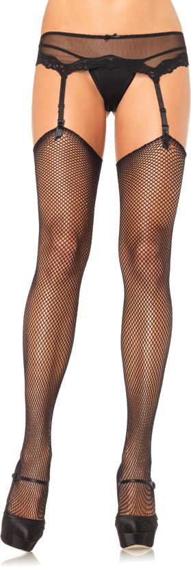 Fijnmazige Visnet Jarretel Kousen Zwart