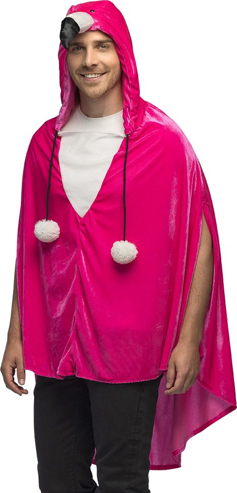 Flamingo Poncho Roze Volwassenen
