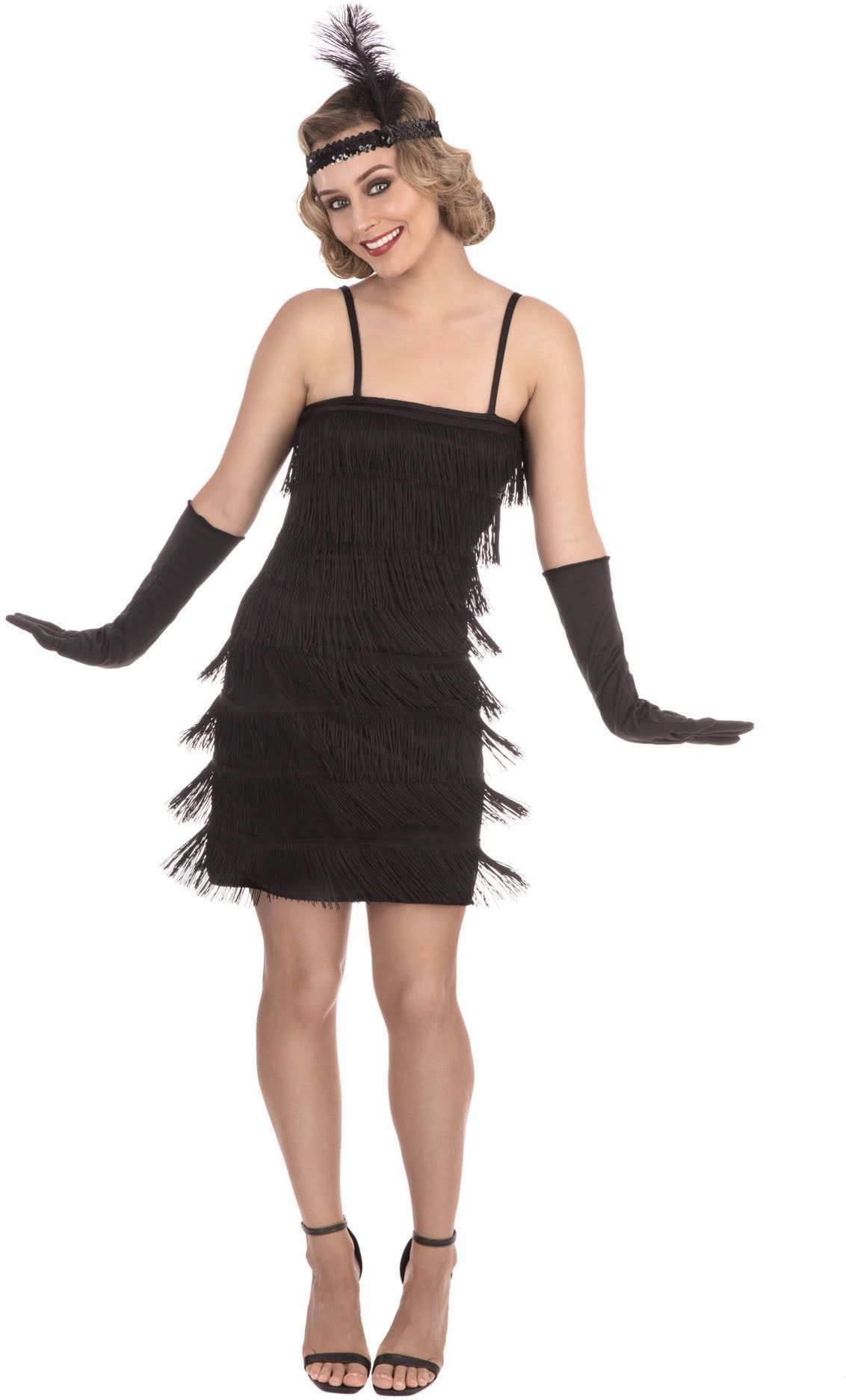 Flapper Jurk Volwassenen Zwart Dames