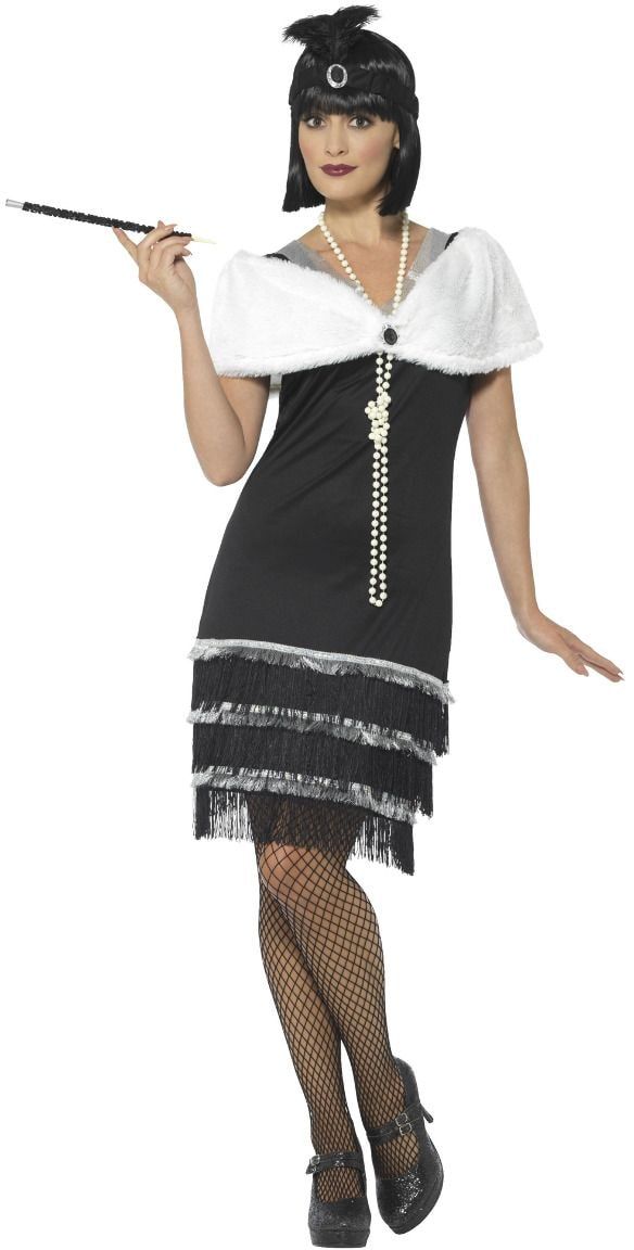 Flapper kostuum dames zwart wit
