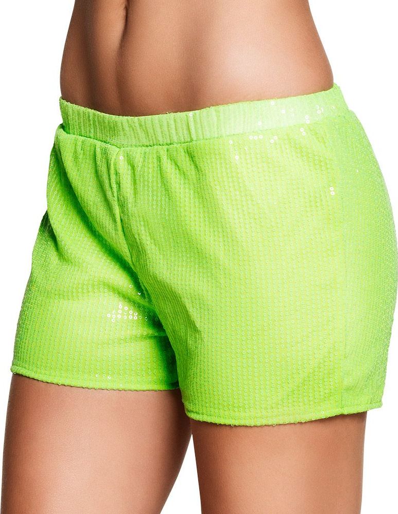 Flashy Pailletten Hotpants Neon Groen