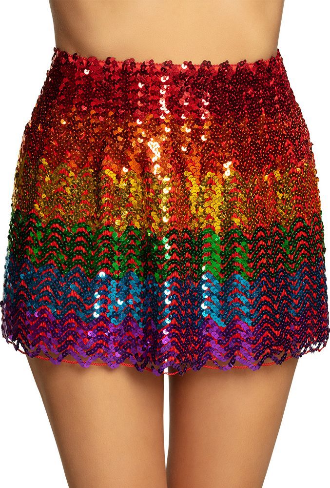 Flashy Pailletten Minirokje Regenboog