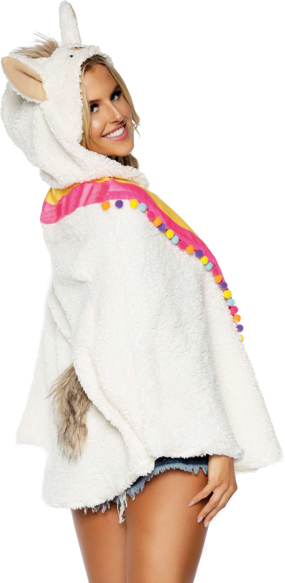 Fluffy Lama Poncho Dames